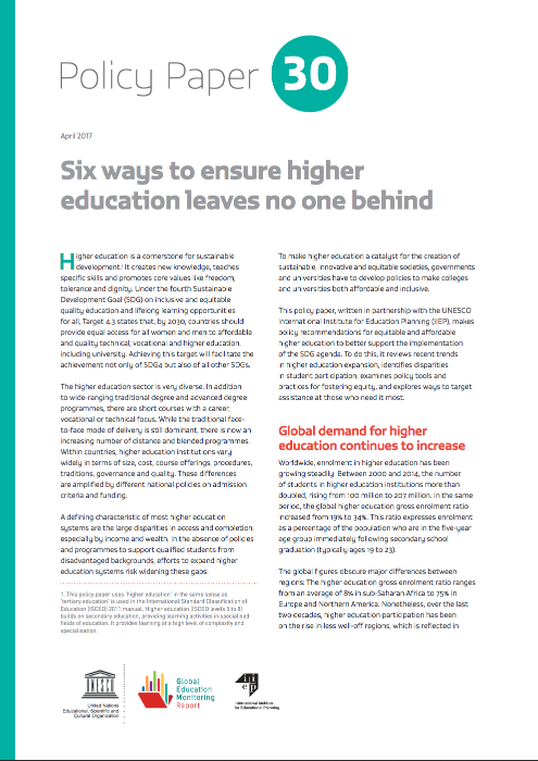 policy paper higher education GEM report and IIEP unesco