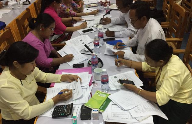 Ministry of Education officers participate in a training in Myanmar in May - June 2017. 